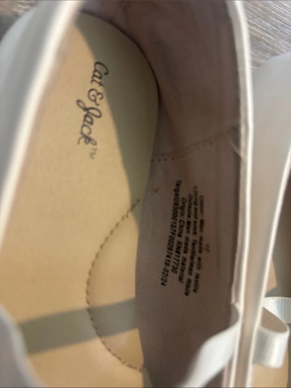 Cat & Jack Cream Ballet Flats with Gold Studs and Elastic Strap